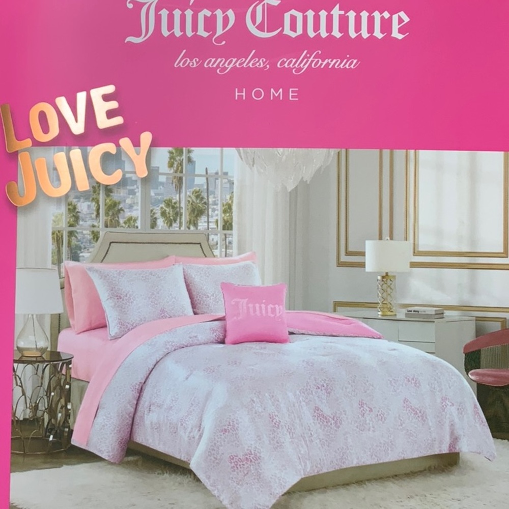 💖💖8 PIECE Juicy Couture Home Leopard Design Satin Comforter Set
